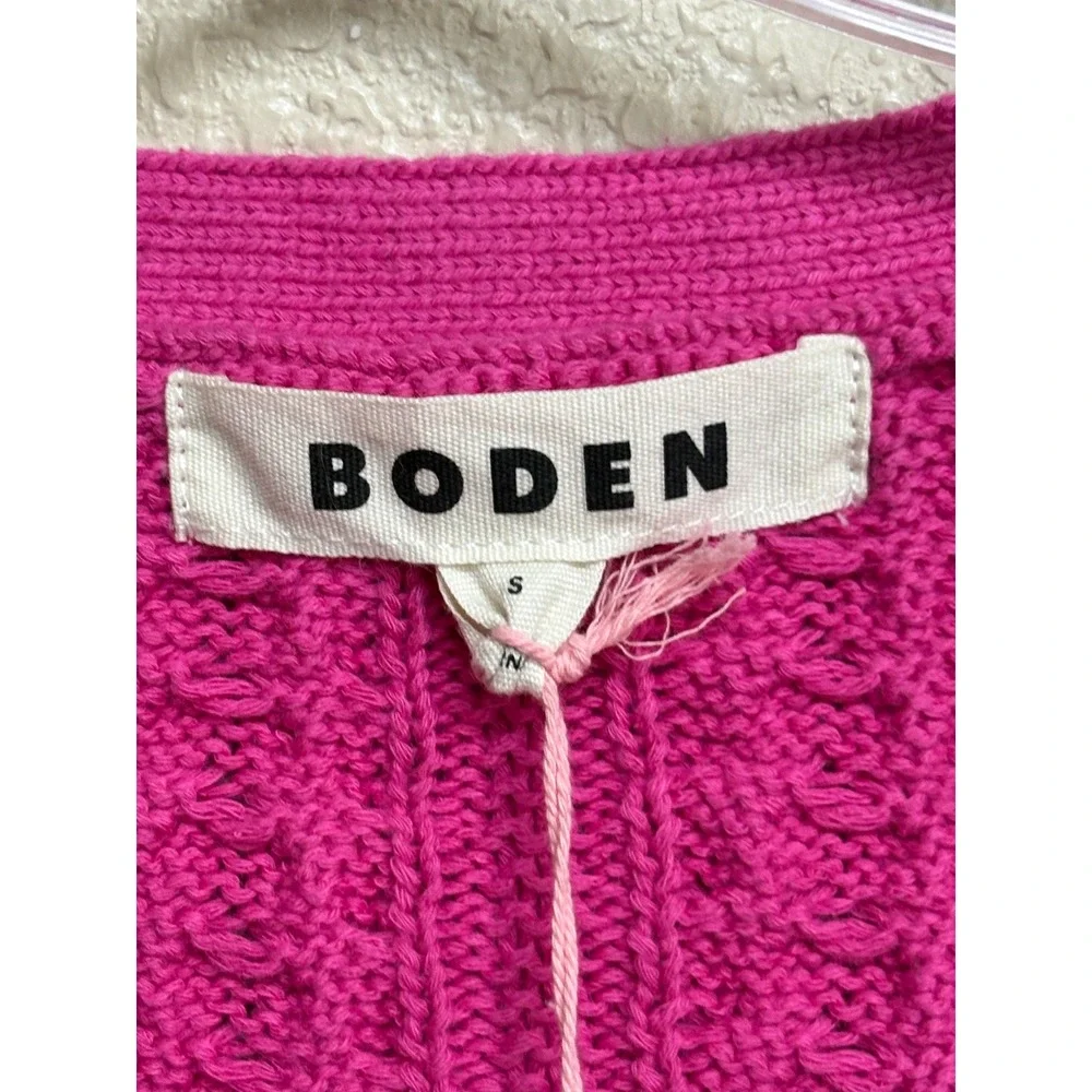 NWT Boden Womens Pink Short Sleeve Tie Front Cable Knit Cardigan Sweater K0822